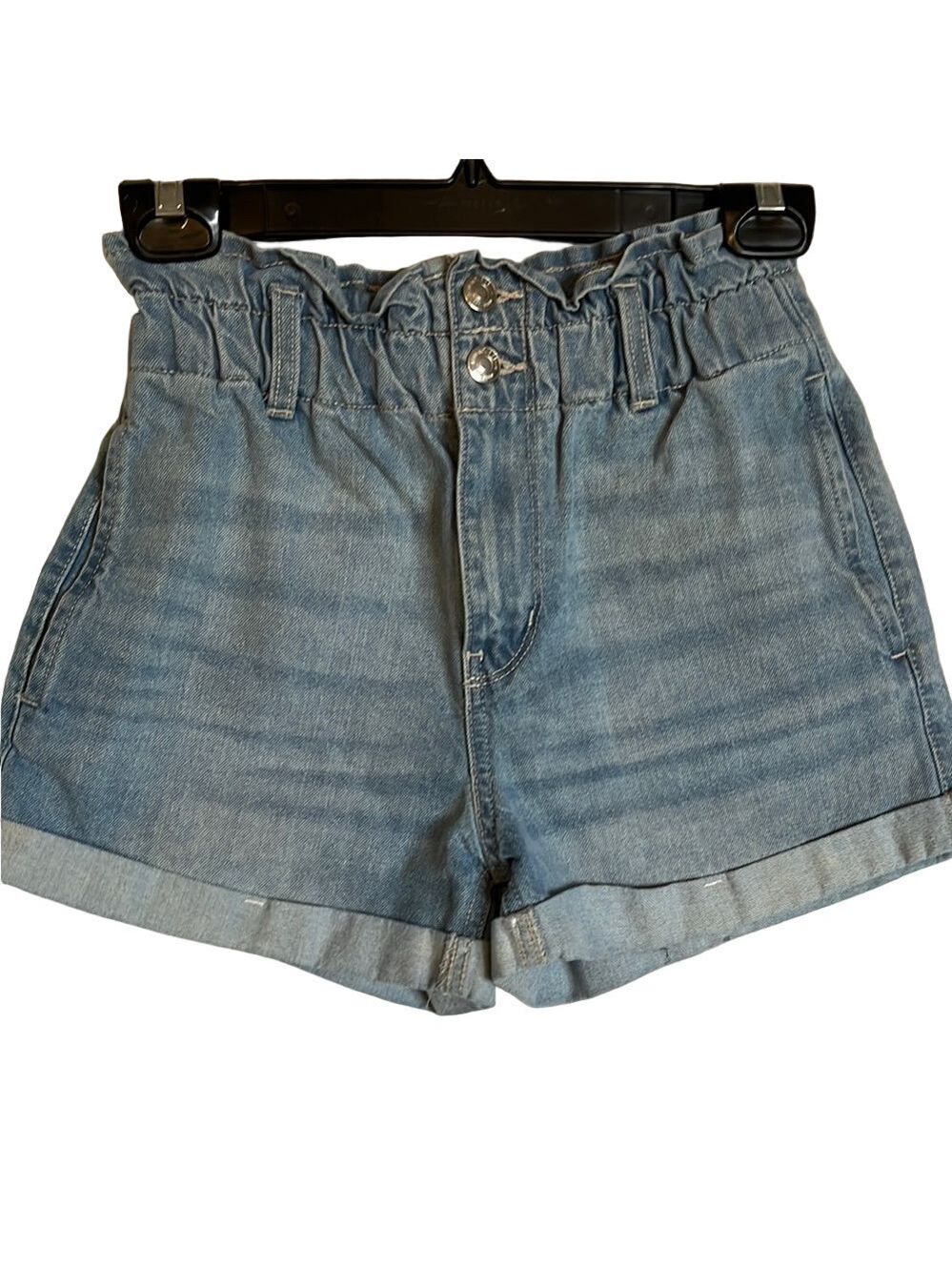 Bluenotes Blue High Waist Paper-Bag Shorts